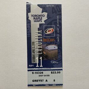 Toronto Maple Leafs vs Carolina Hurricanes @ Maple Leaf Gardens 1998 Ticket Stub